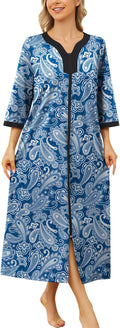 Bloggerlove House Dresses Zip Up Robe for Women - Soft (Style 33NG)