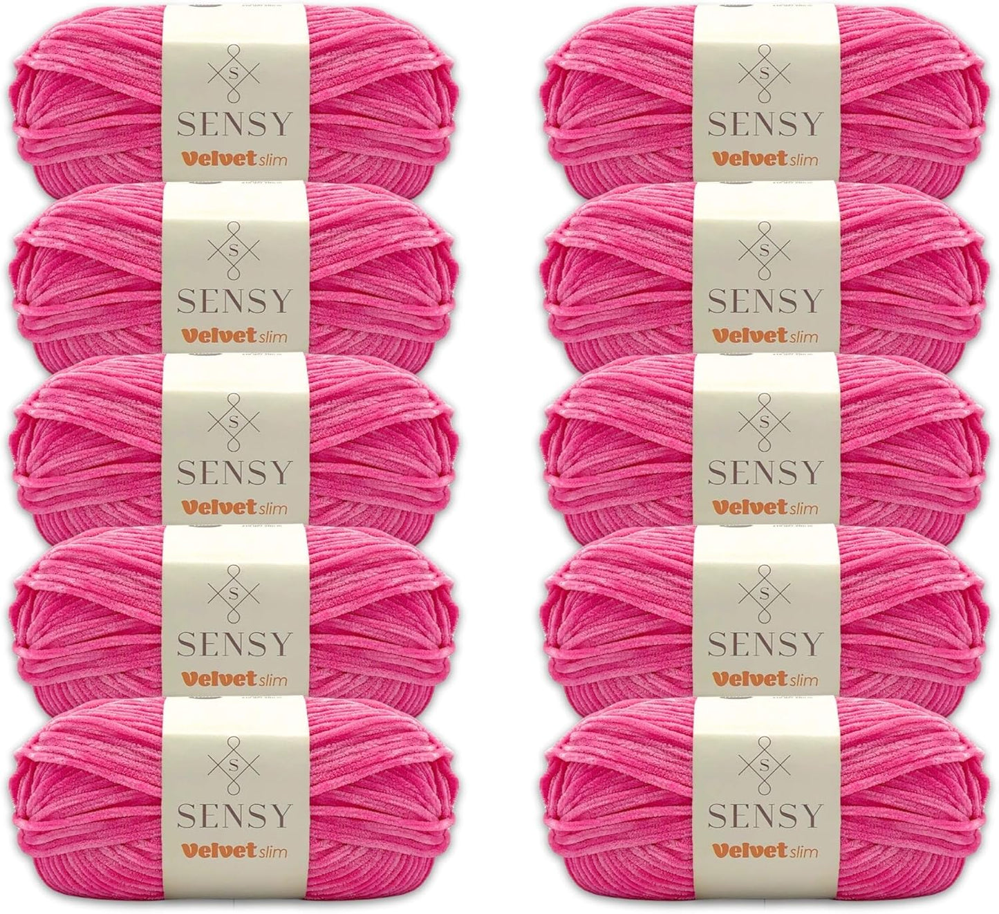 10 Skeins of Sensy Velvet Slim Yarn for Crocheting Projects
