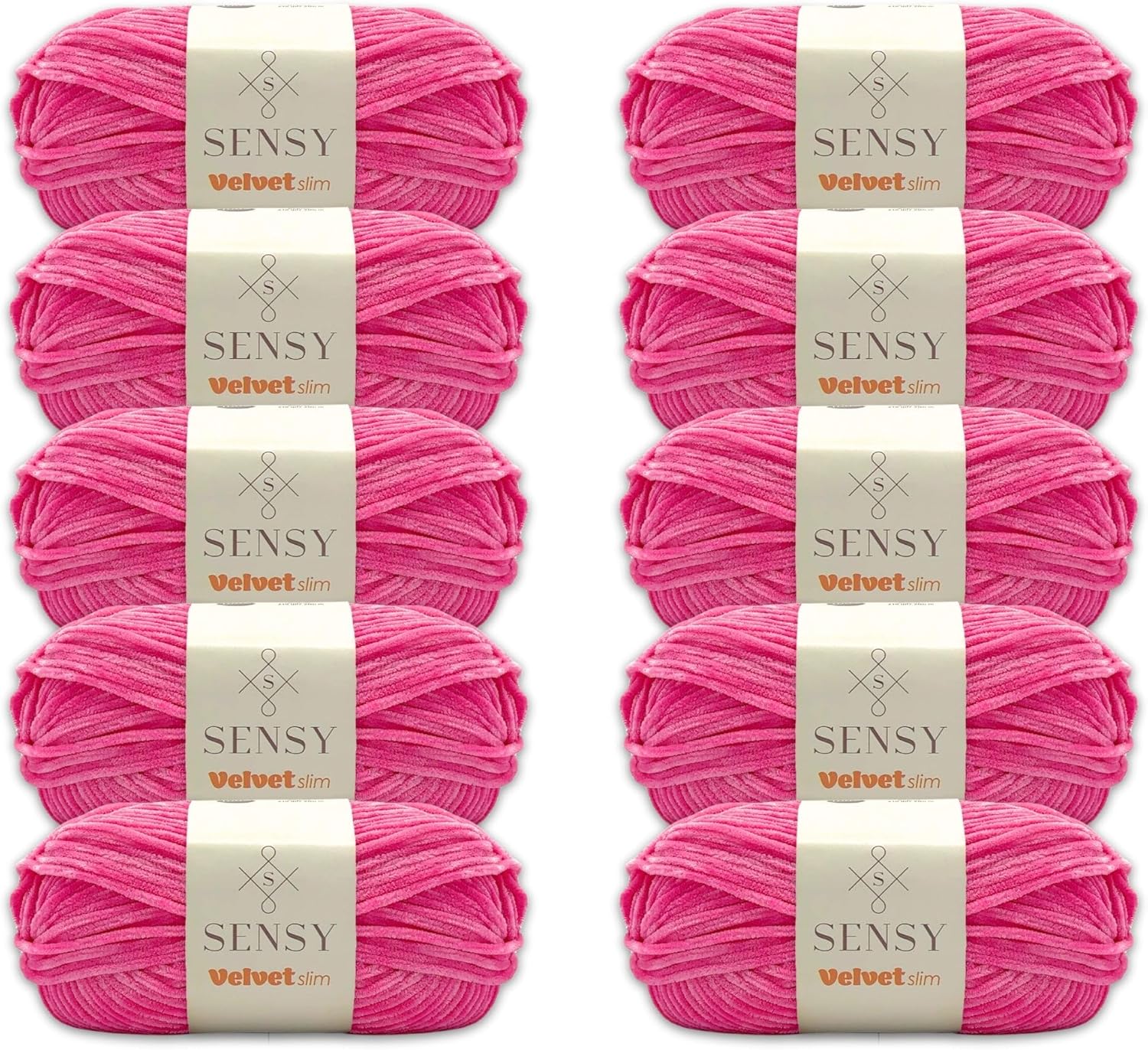10 Skeins of Sensy Velvet Slim Yarn for Crocheting Projects