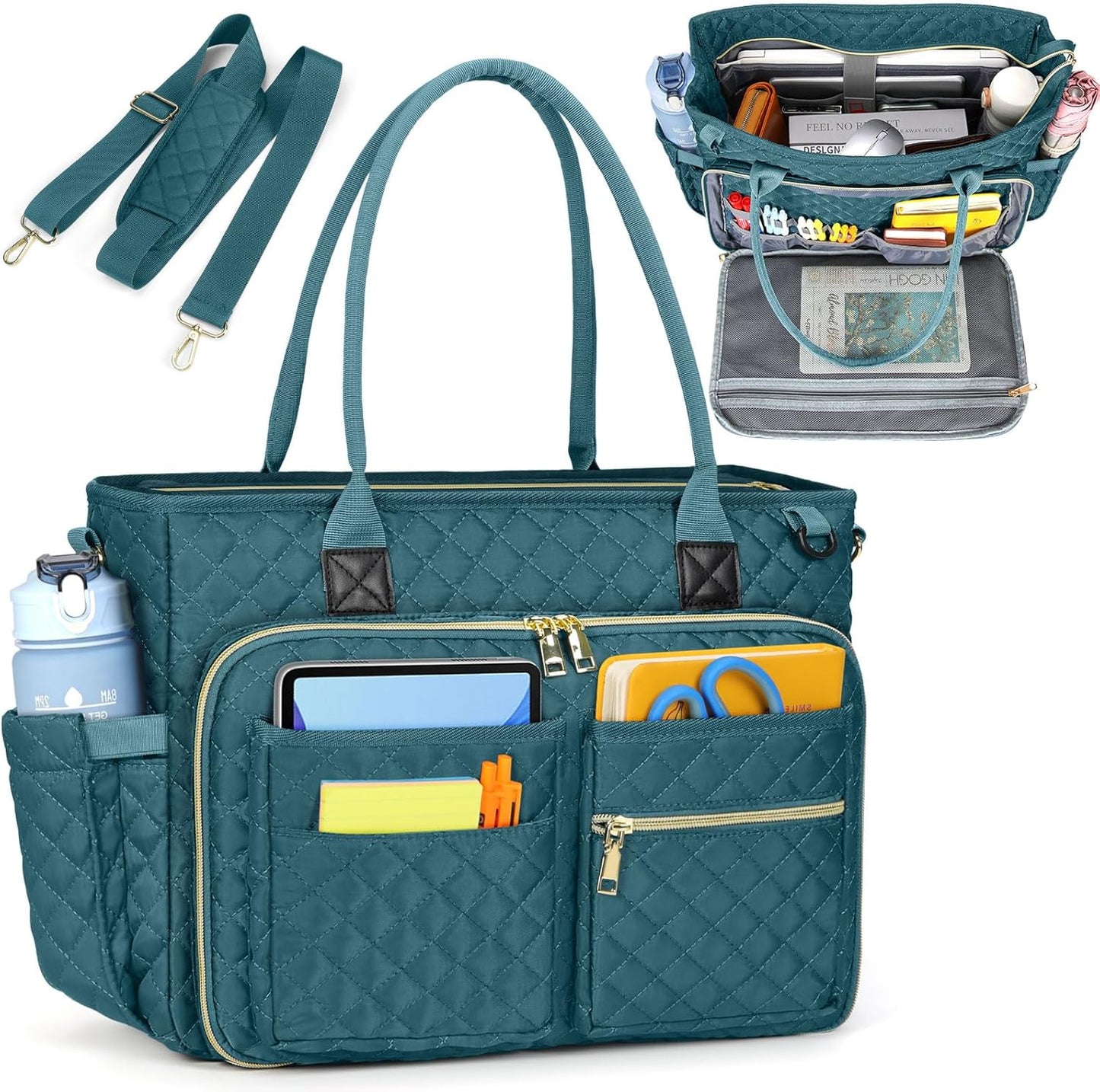 Teacher Laptop Tote Bag with Insulated Pockets for Work 15.6ft