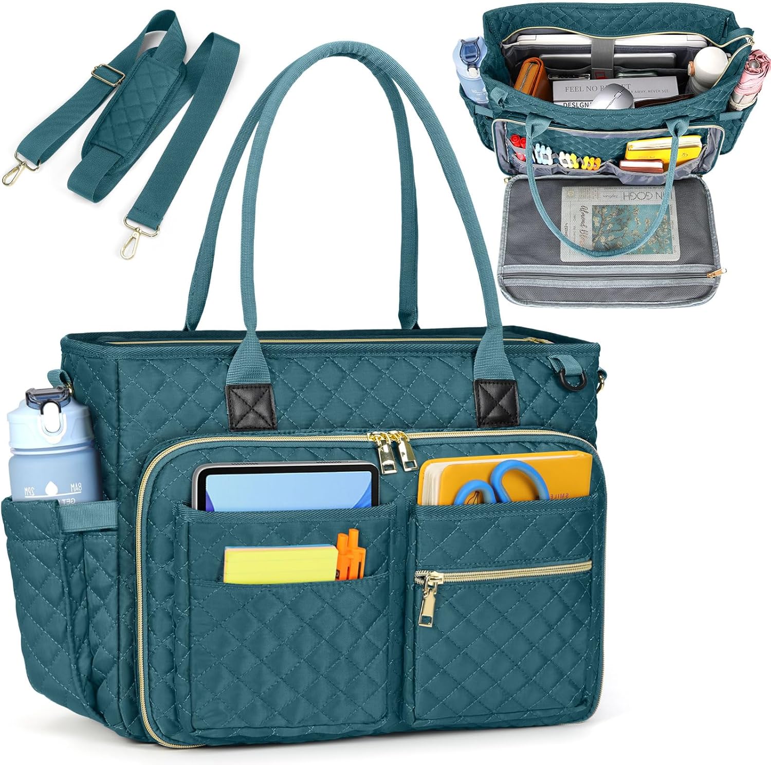 Teacher Laptop Tote Bag with Insulated Pockets for Work 15.6ft