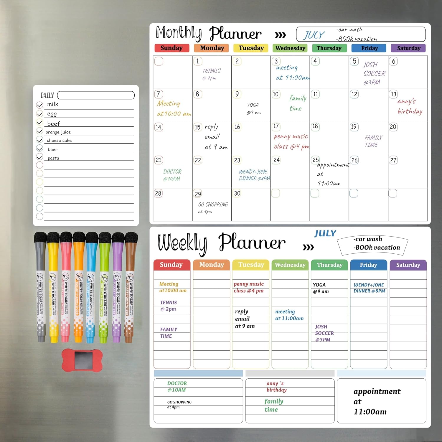 Organize with Ease: Hivillexun 3-Pack Magnetic Whiteboards