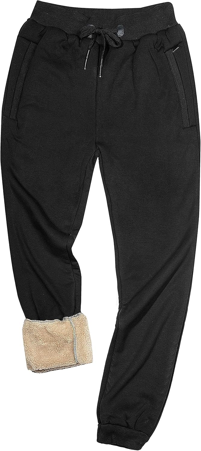 Faleave Men's Warm Sherpa Lined Sweatpants for Winter Comfort