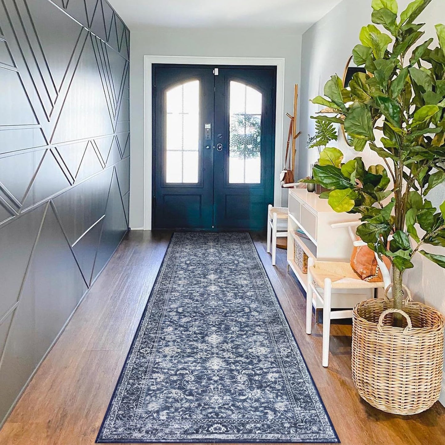 KILOCOCO Hallway Runner 3x10 Vintage Floral Non-Slip Rug