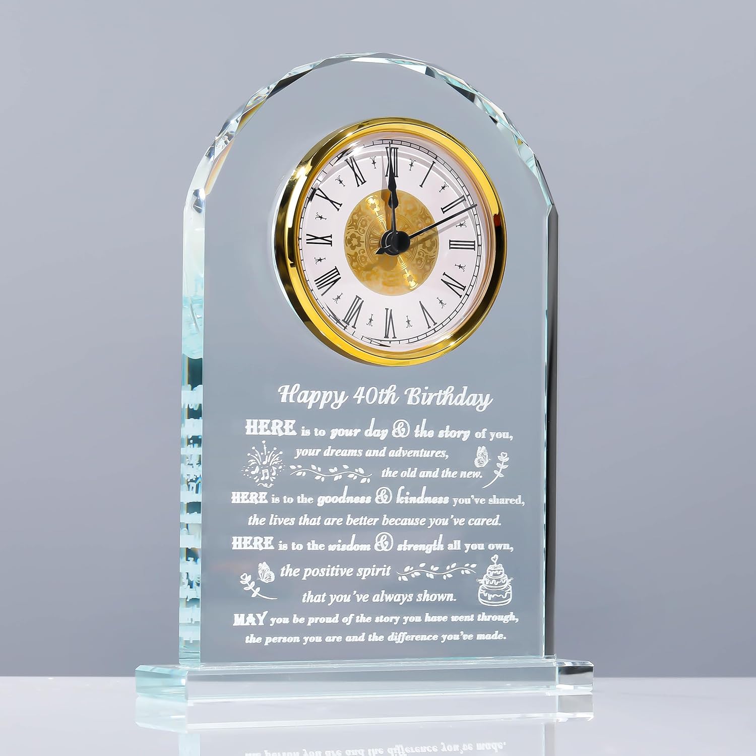 40th Birthday Gifts for Women Men - Unique Crystal Clock