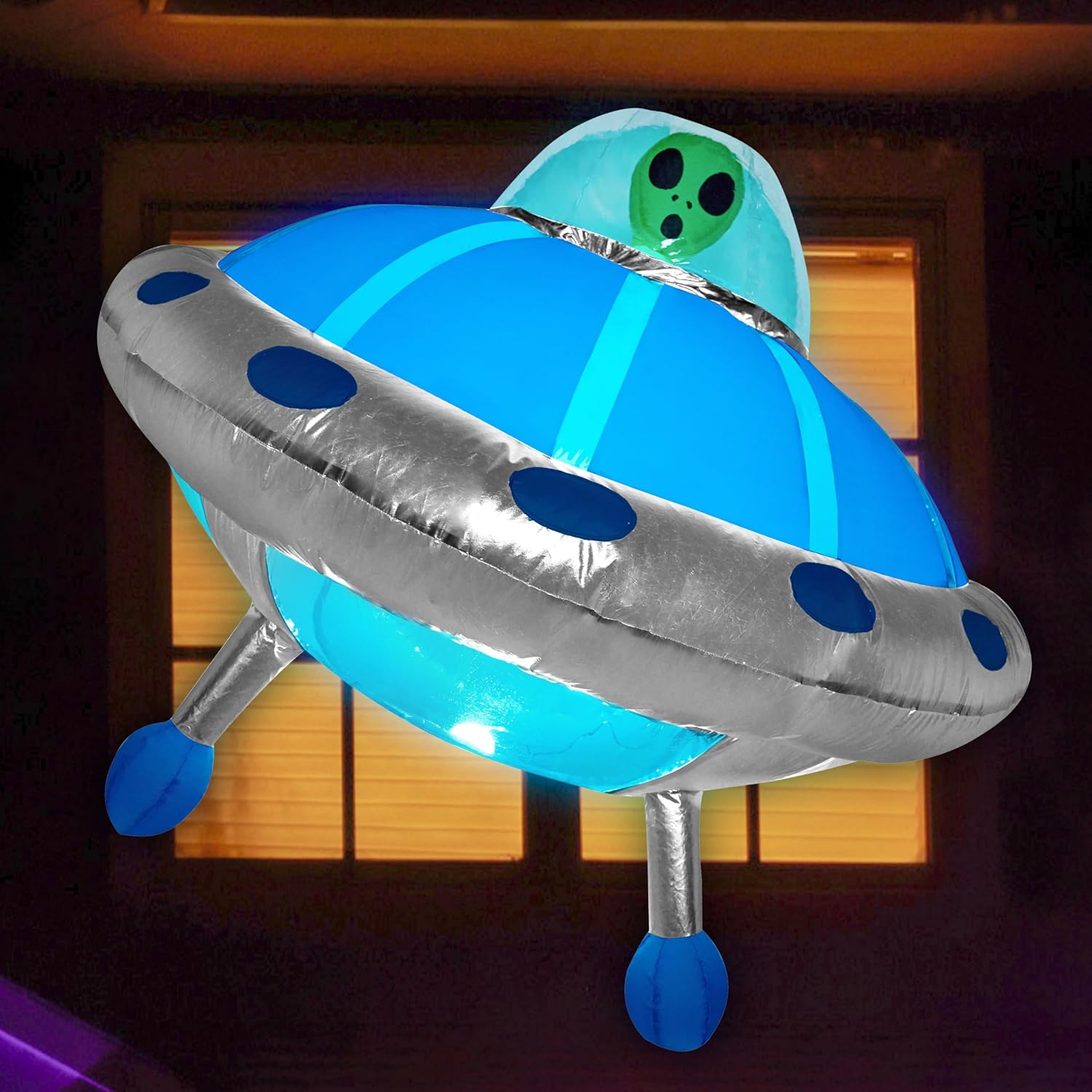 Halloween Inflatable Alien UFO Decoration with Color Changing LEDs