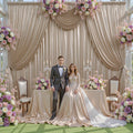 20ft x 10ft Champagne Sequin Backdrop Curtain - Sparkling Event
