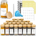 Glass Spice Jars 24 Pack with Bamboo Lids and Labels - Organized
