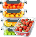 KOMUEE 30 oz Glass Meal Prep Containers 5-Pack - Stackable Set