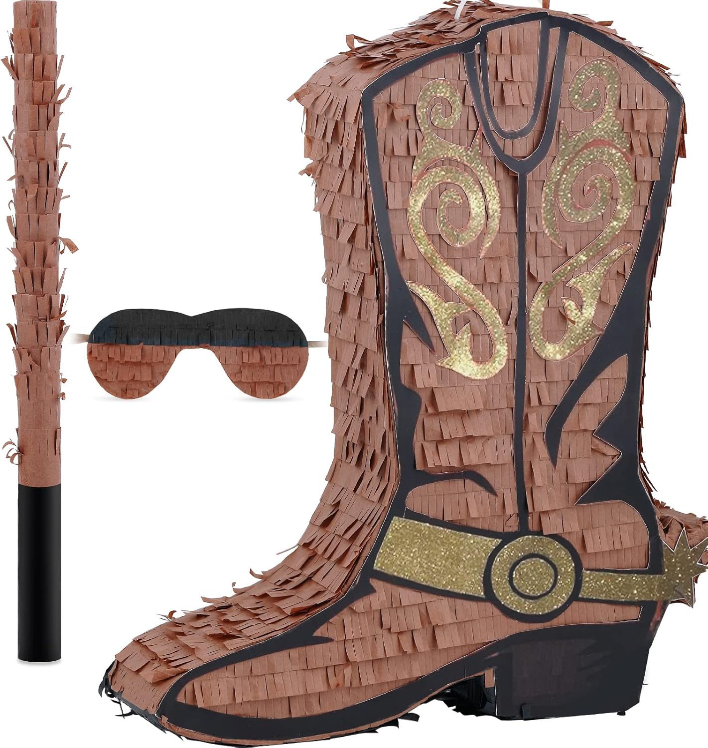 Cowboy Boot Pinata Set for Kids Parties with Bat and Mask