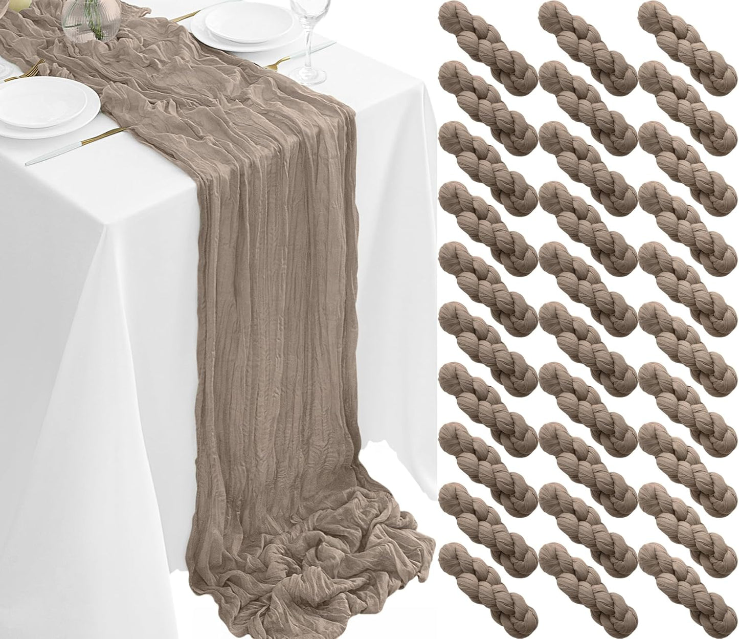 30Pack Nude Table Runner 10FT Cheesecloth for Weddings & Parties
