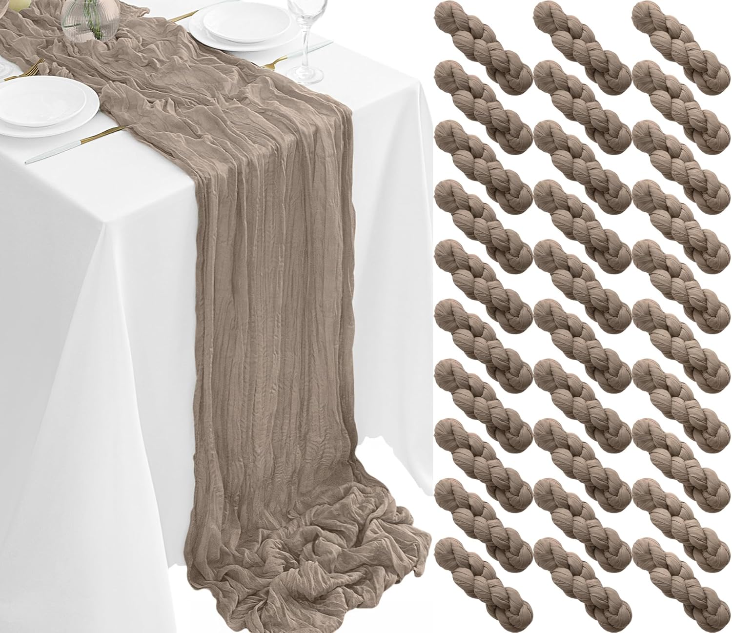30Pack Nude Table Runner 10FT Cheesecloth for Weddings & Parties