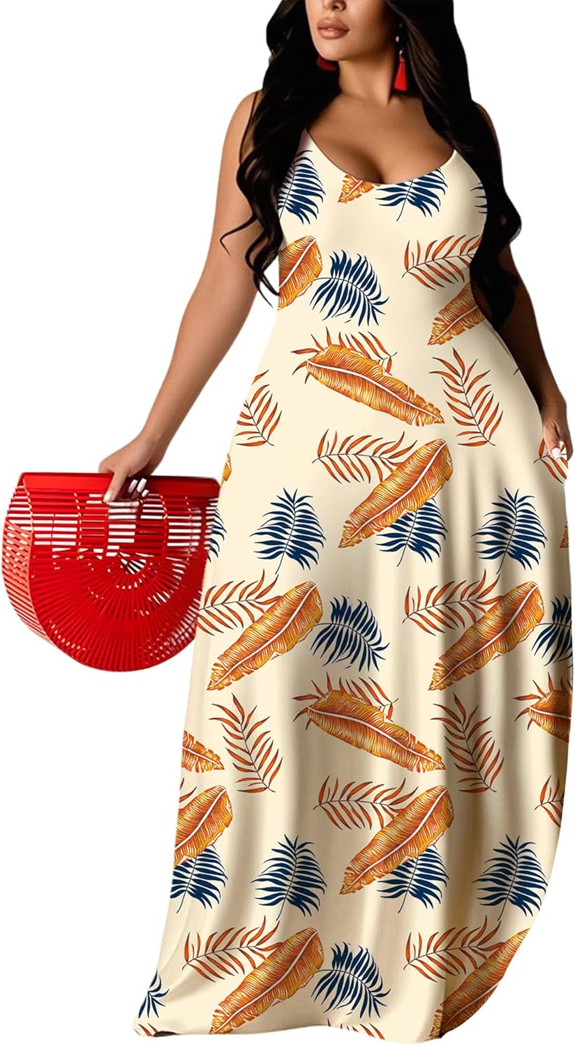 UOUA Hawaiian Dresses Women Plus Size Luau Party Sundress
