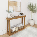 Solid Wood Console Table with Shelf, 46.25 in - Classic Pecan
