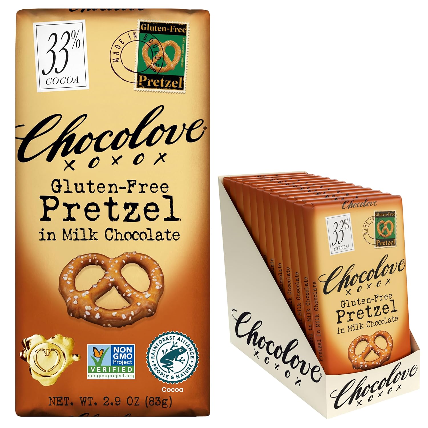 Chocolove Pretzel Milk Chocolate Bars with Gluten-Free Bits