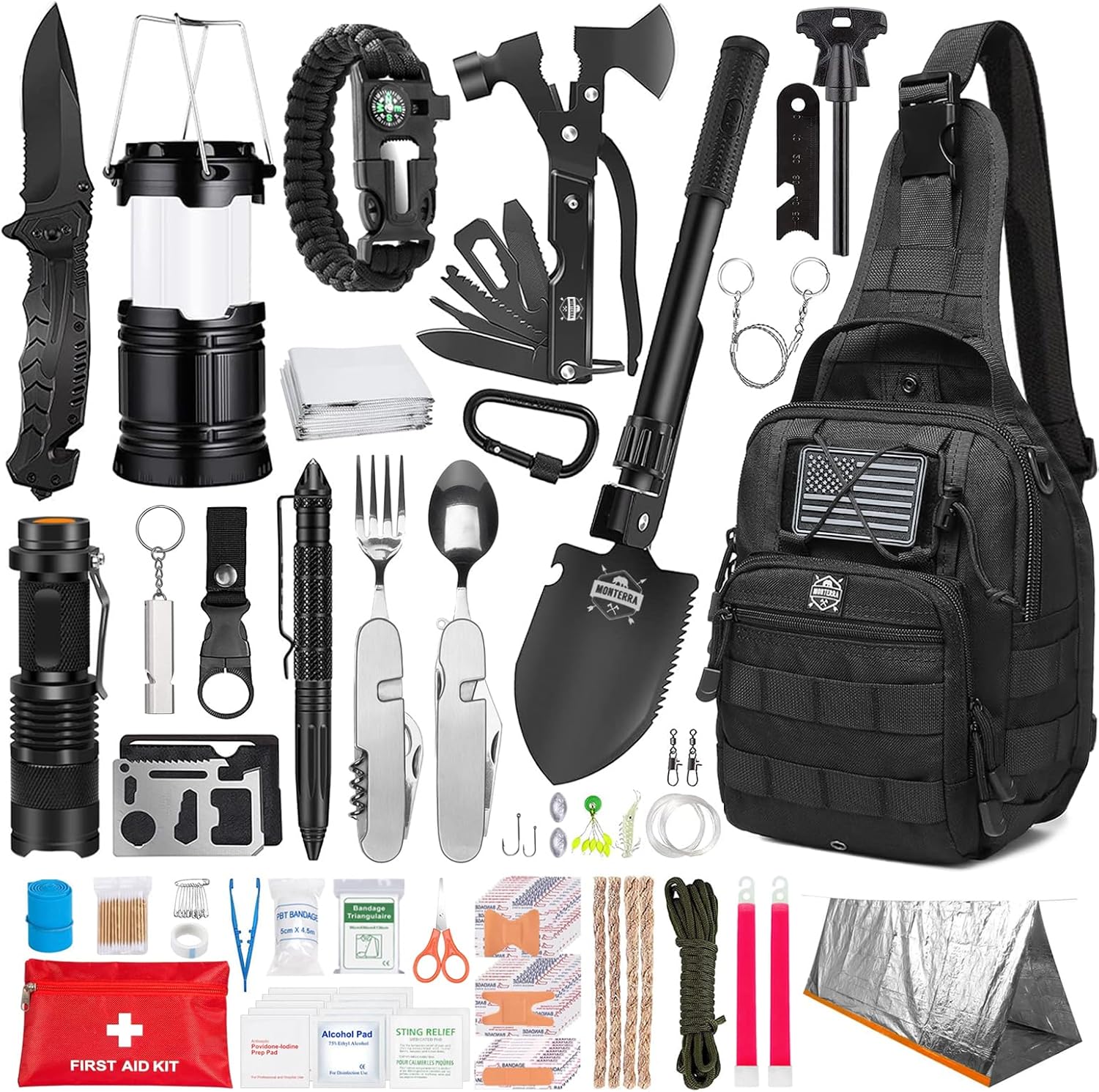 Monterra Survival Kit: 265 Pcs Emergency Gear & Supplies