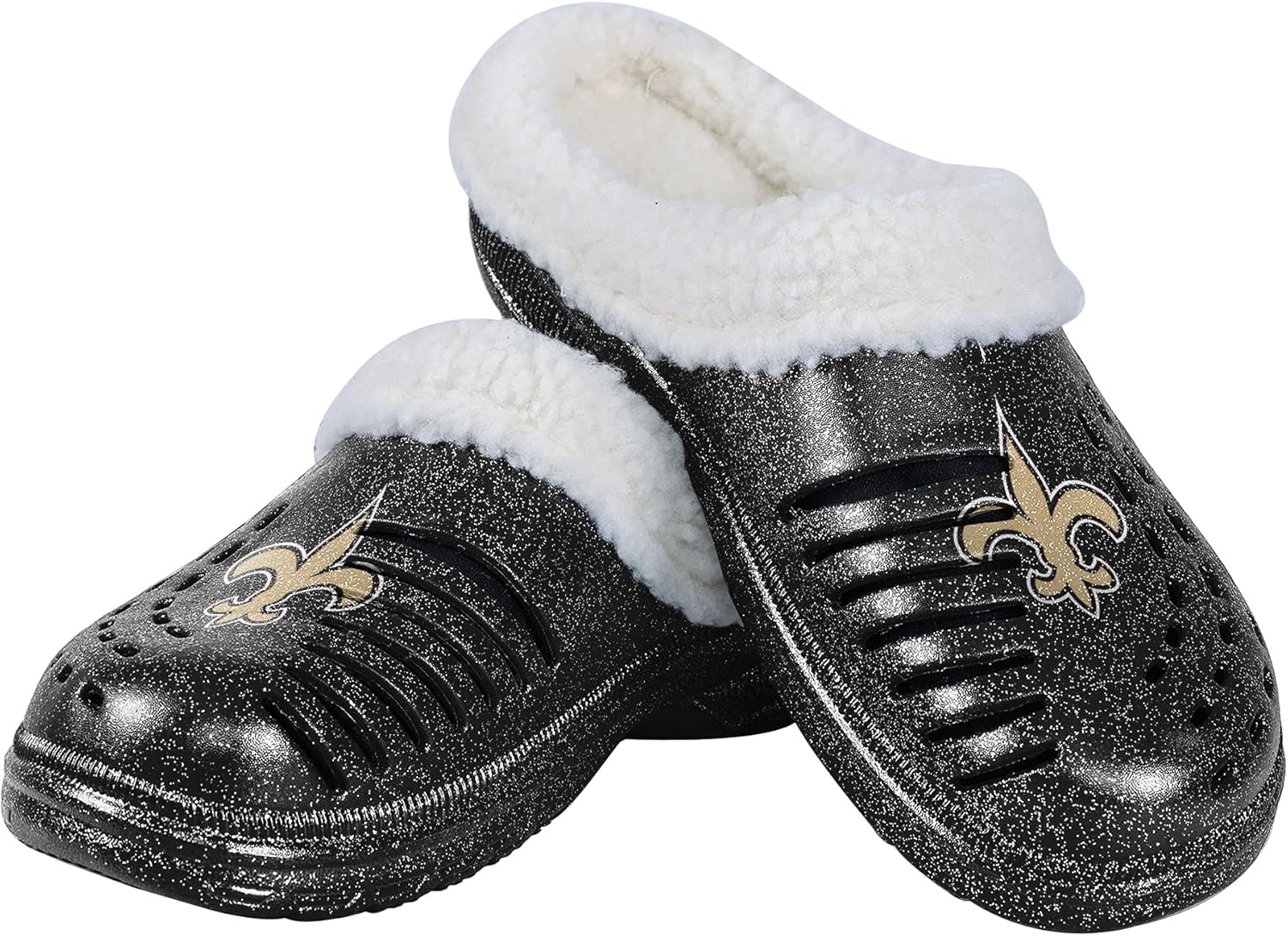 FOCO Women's NFL Team Logo Sherpa Lined Glitter Shoes Slippers