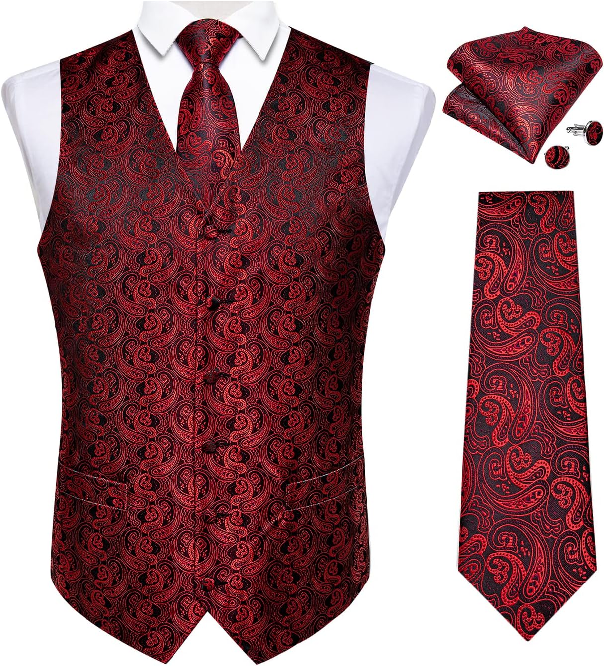 DiBanGu Mens Vest and Tie Set for Weddings and Formal Events