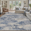 8x10 Washable Area Rug for Living Room - Modern Abstract Grey Blue