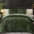 Ivellow Crushed Velvet Comforter Set Queen Green - Luxury Cozy Bedding