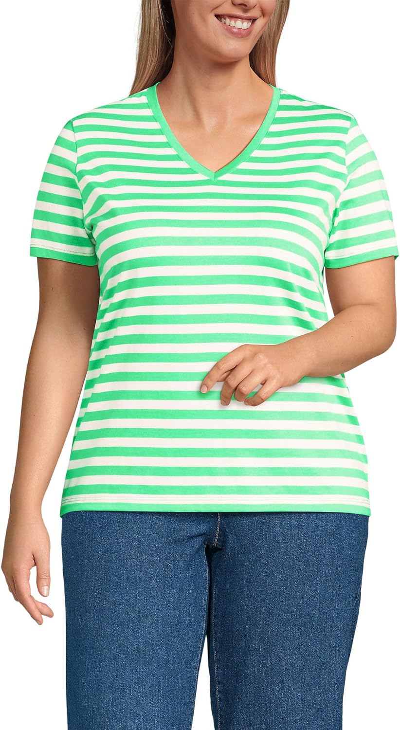 Relaxed Supima Cotton V-Neck T-Shirt for Women by Lands' End