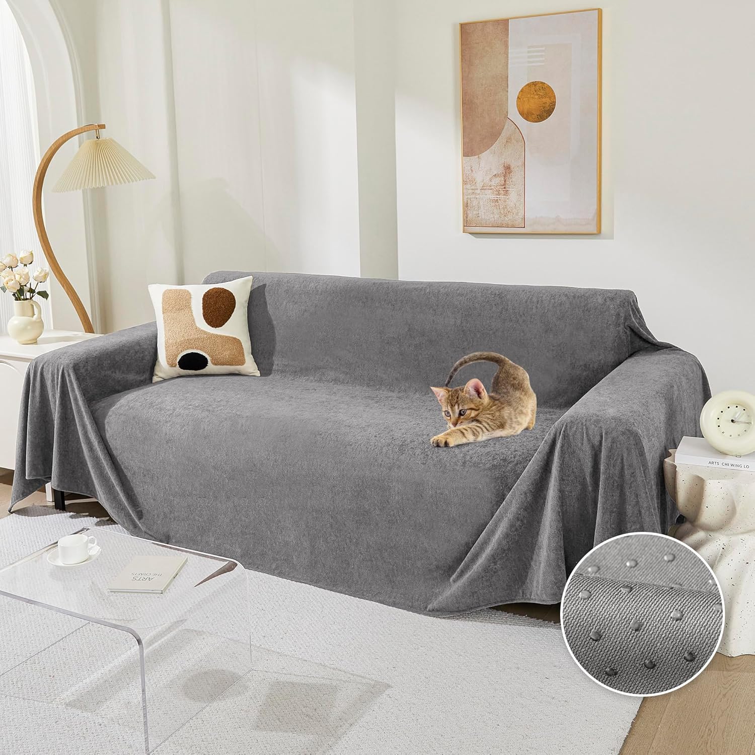 MEETSKY Couch Covers for 3 Cushion Sofa - Washable & Scratch Proof