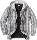 Men's Flannel Shirt Jacket Quilted Lined Hooded Plaid - Warm Layering