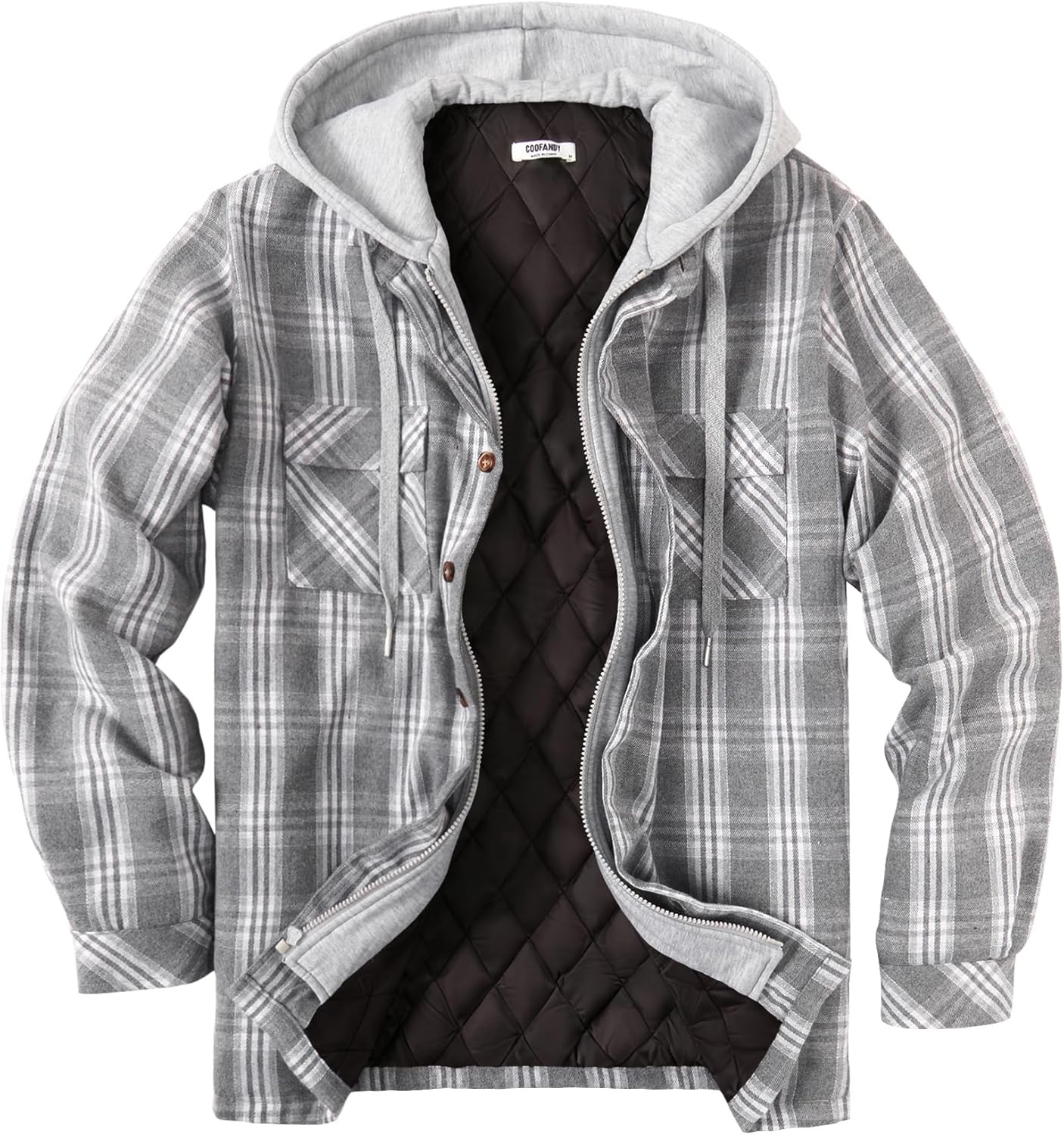 COOFANDY Men's Quilted Lined Flannel Shirt Jacket for All Seasons