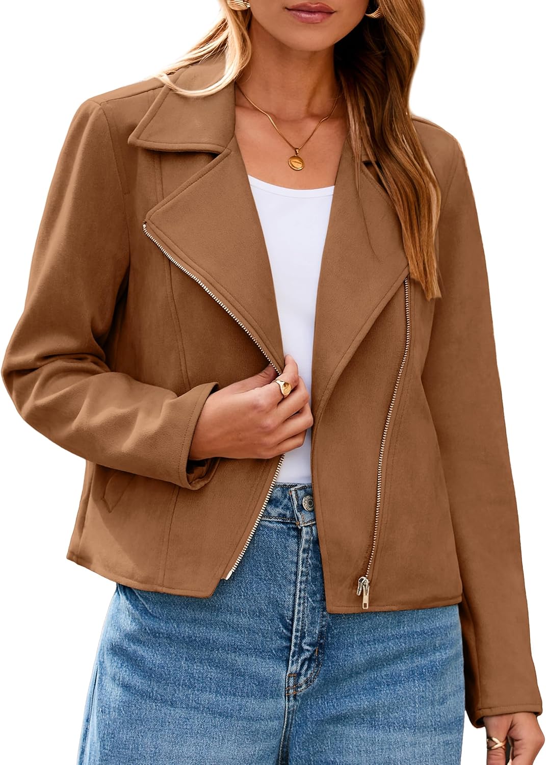 Glamaker Womens Faux Suede Jackets for Stylish Fall Outfits
