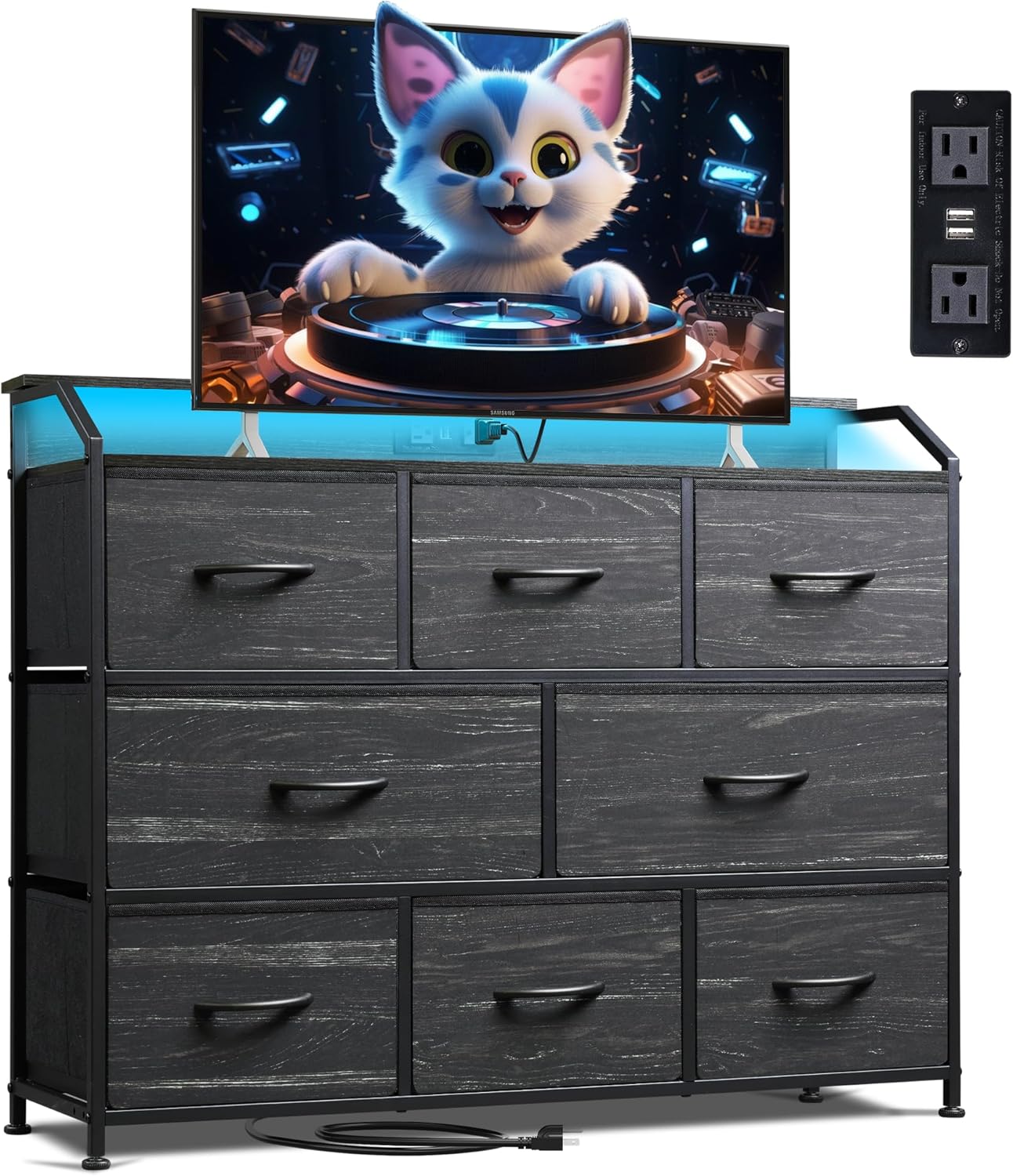 WLIVE Led Dresser with 8 Drawers and Customizable Lights