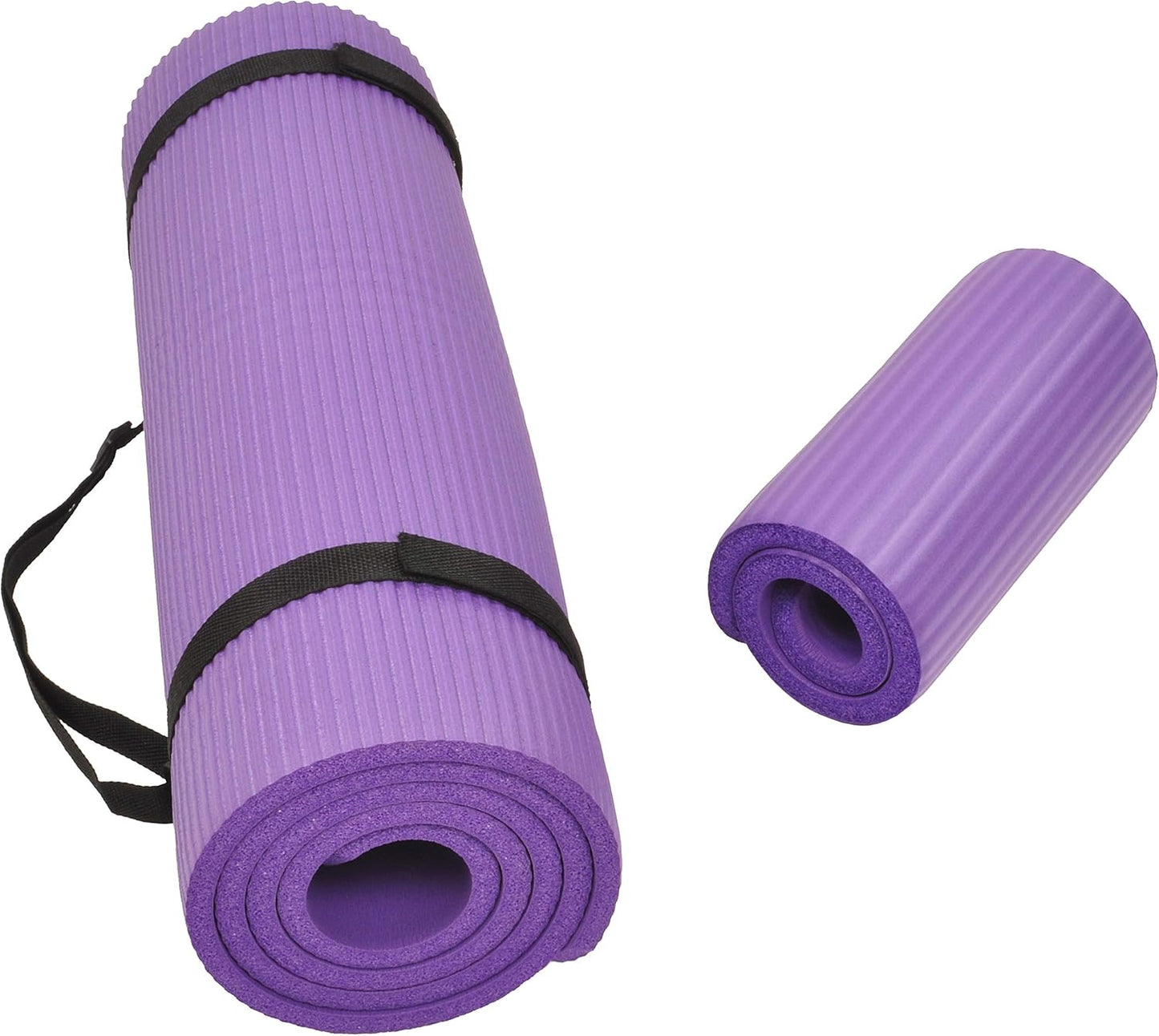 Extra Thick Anti-Tear Yoga Mat and Knee Pad, Carry Strap, Multi Colors - Fitvids