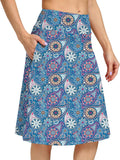 Womens Skorts Modest Knee Length Athletic Midi Skirt - Built-In Shorts