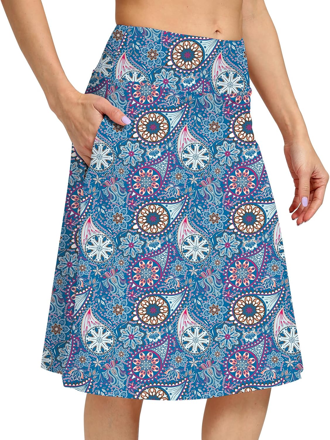 Womens Skorts Modest Knee Length Athletic Midi Running Skirt