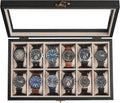 SONGMICS 12-Slot Watch Box with Large Glass Lid - Elegant Storage