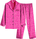 Women Satin Pajama Set Classic Button-Down Long PJs - Soft Satin
