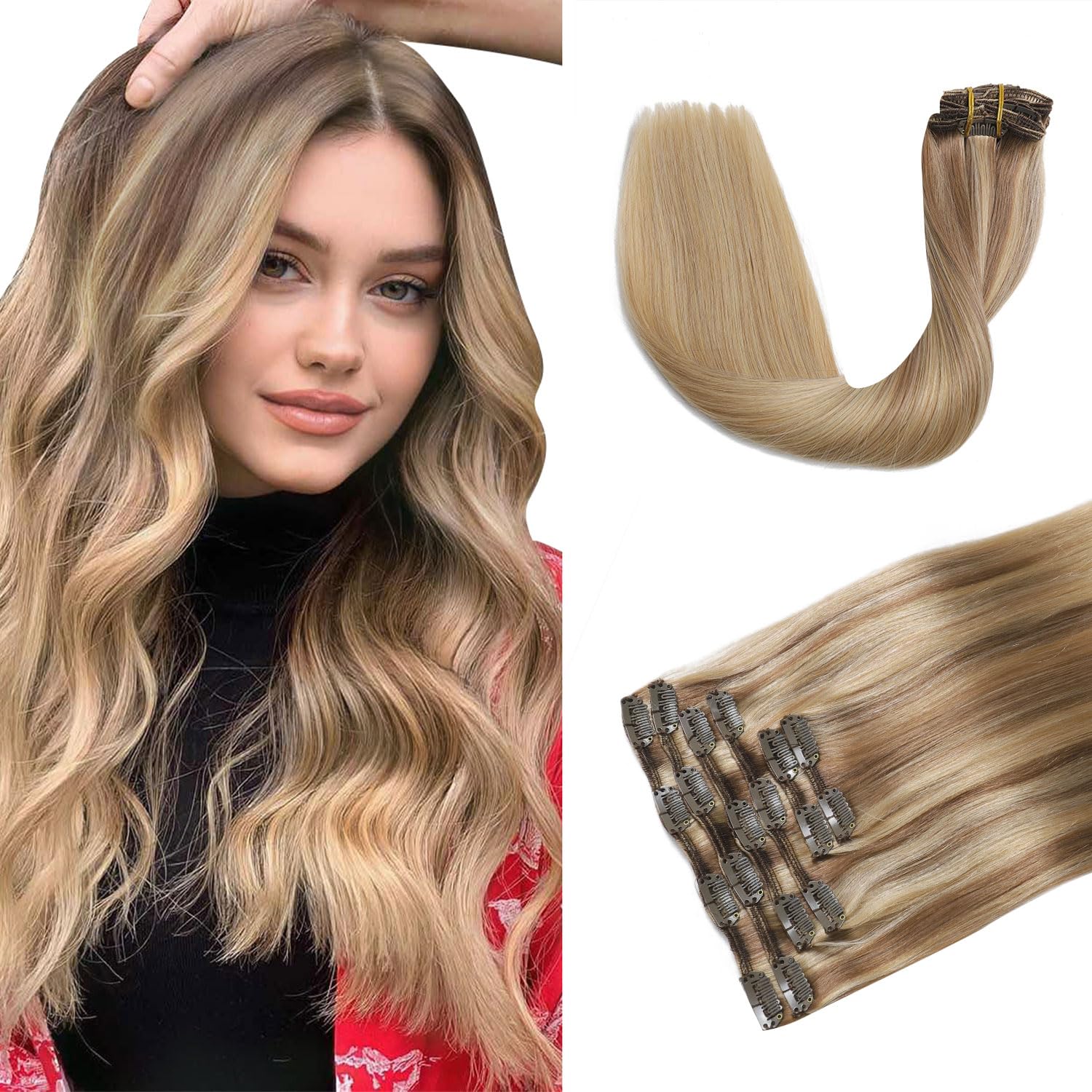 XDhair Human Hair Clip in Extensions for Gorgeous Balayage Looks