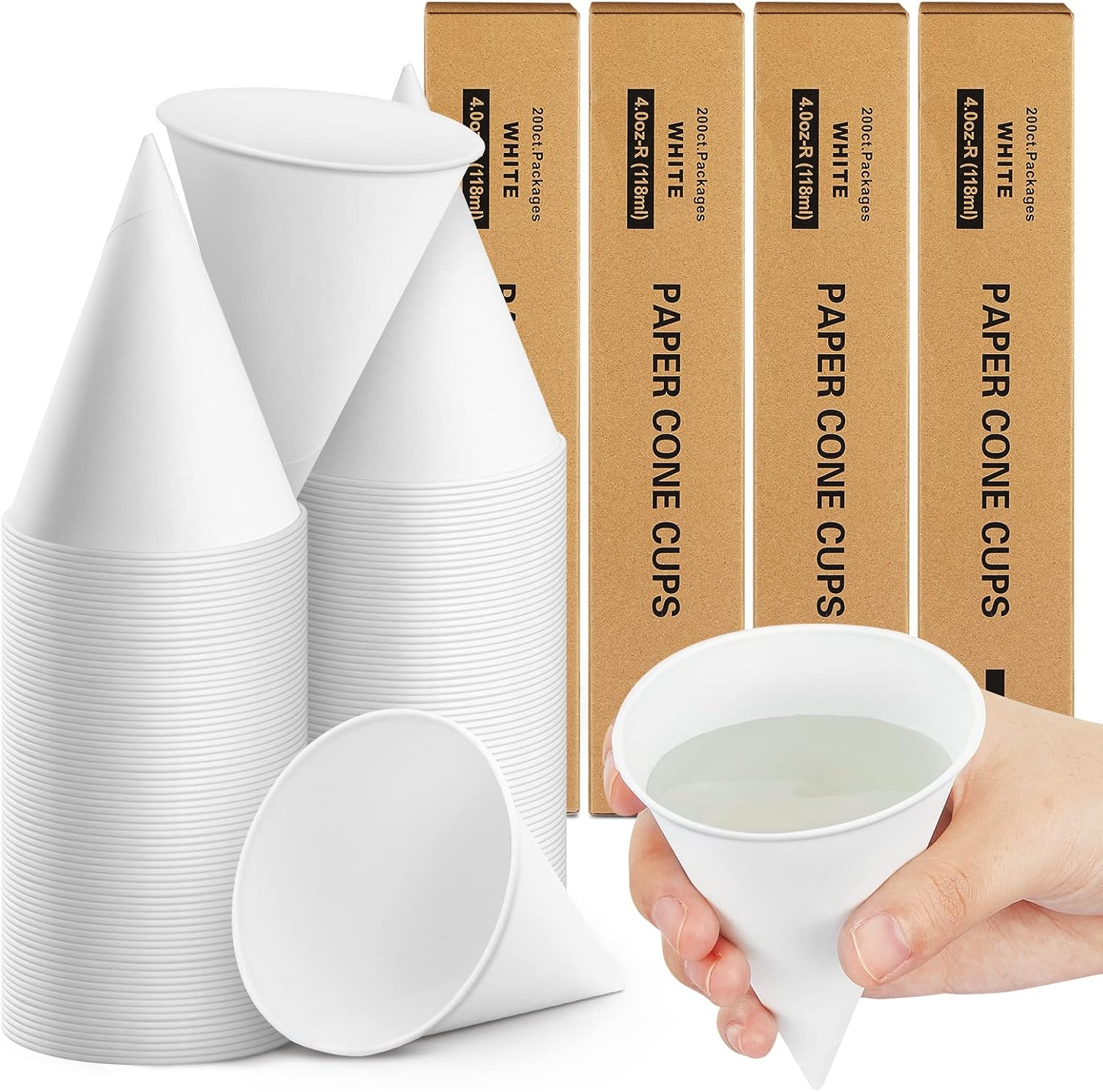Roshtia 800 Pcs Paper Cone Cups for Shaved Ice and Slushies