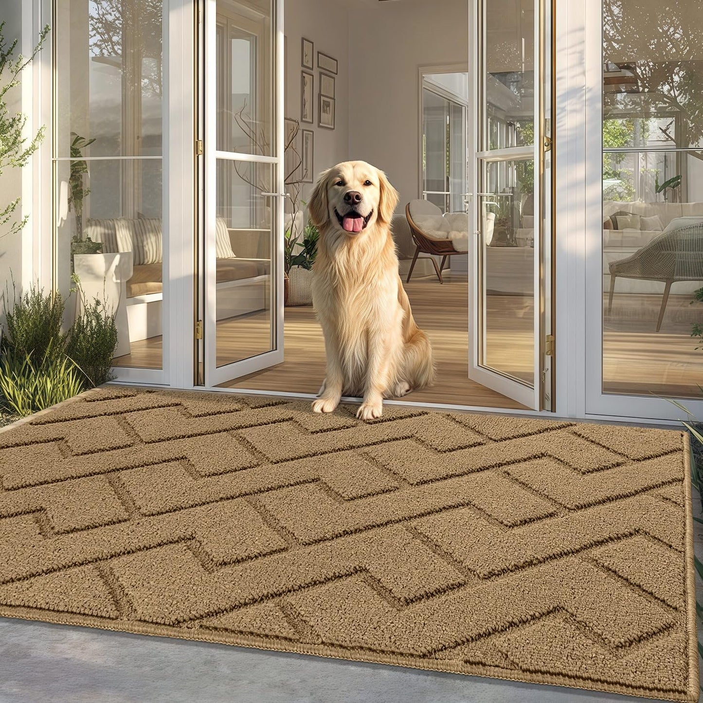 Absorbent Muddy Dirt Resist Welcome Door Mat for Entryway