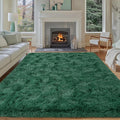 Super Fluffy 8x10 Rugs for Living Room - Modern Dark Green Shag
