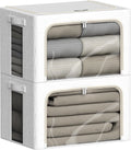 Clear Window Storage Bins 2 Pack - Large Foldable Linen Organizers