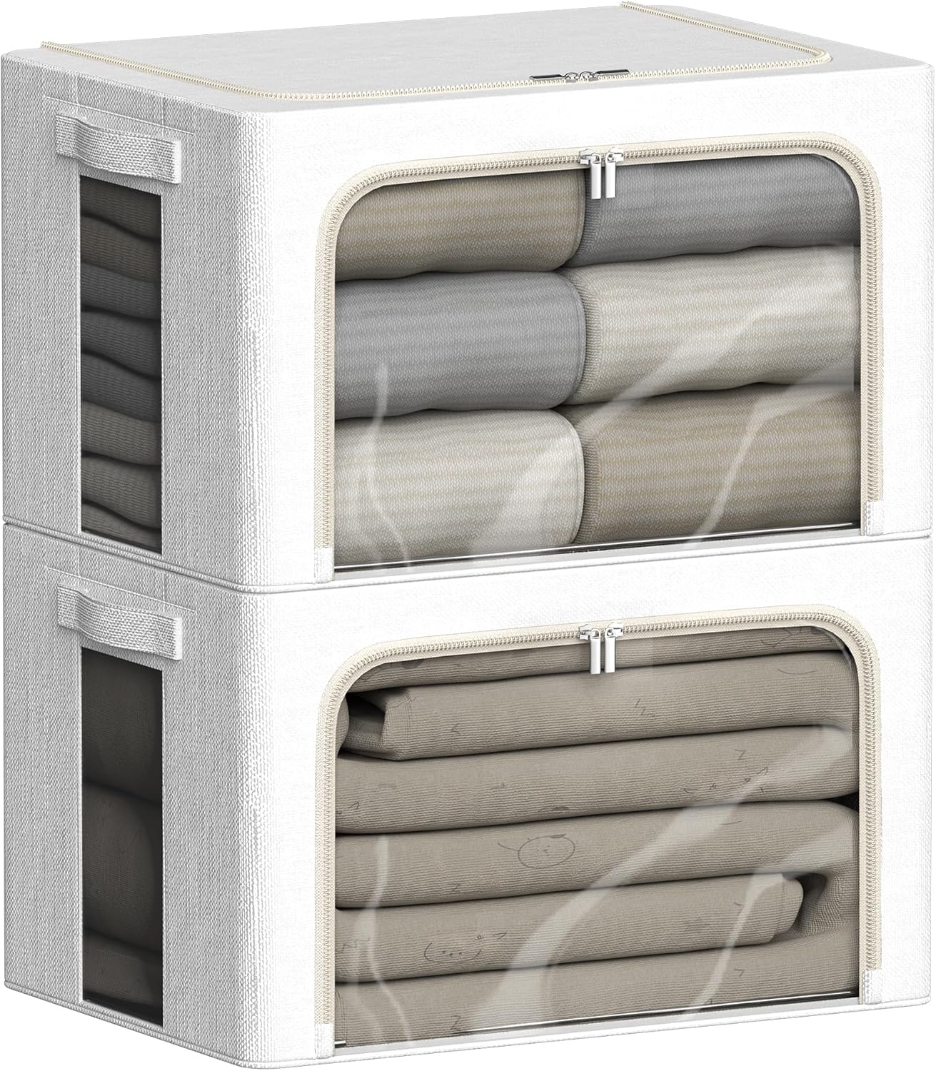 FHSQX Clear Window Storage Bins - Large Stackable Organizers