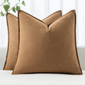 Decorative Linen Euro Sham Pillow Covers 26x26 Brown Boho - Neutral
