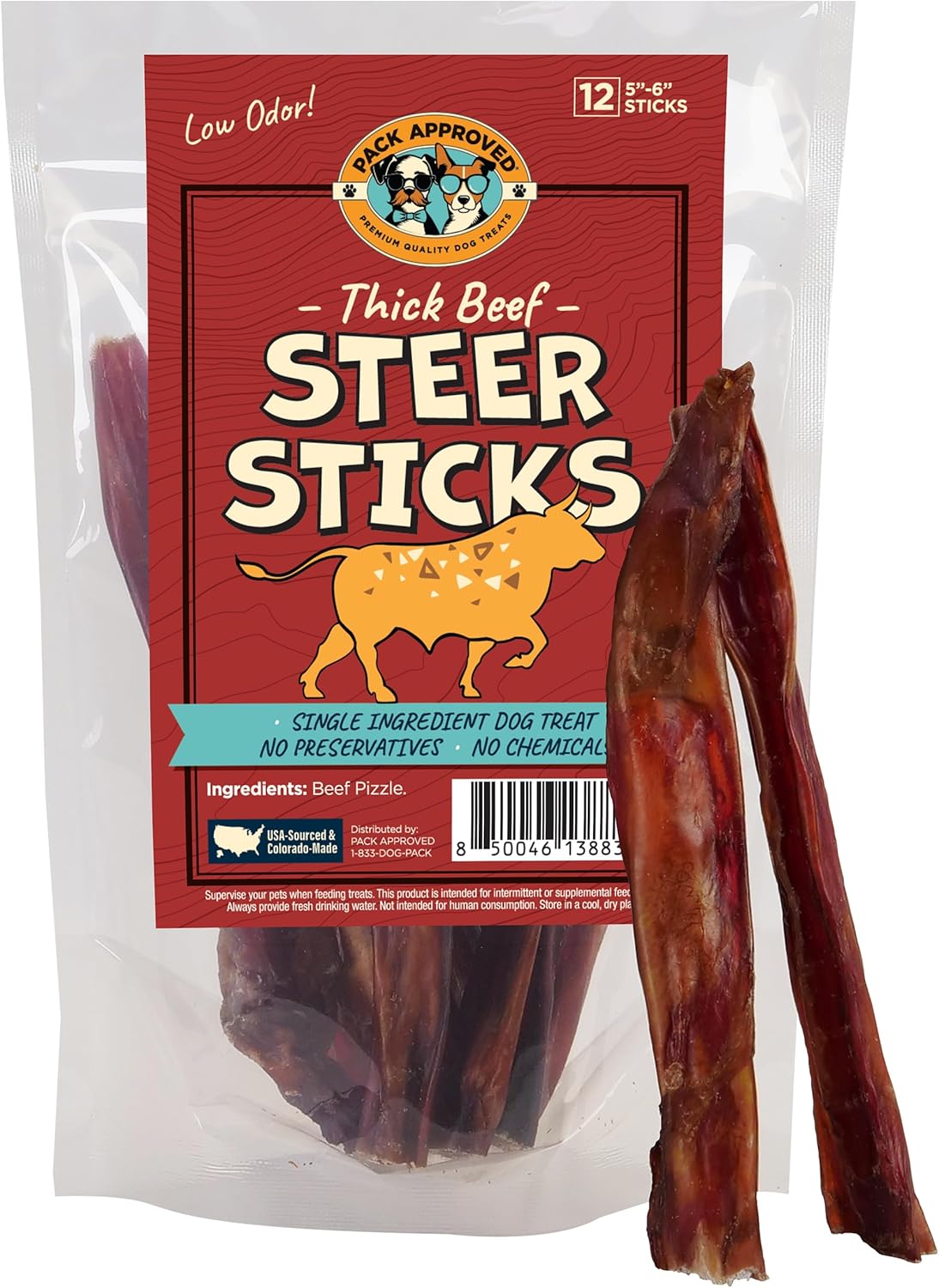 Thick Steer Bully Sticks for Medium Dogs & Small Breeds Treats