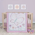 Floral Butterfly 4 Piece Crib Bedding Set for Girls - Dreamy Nursery