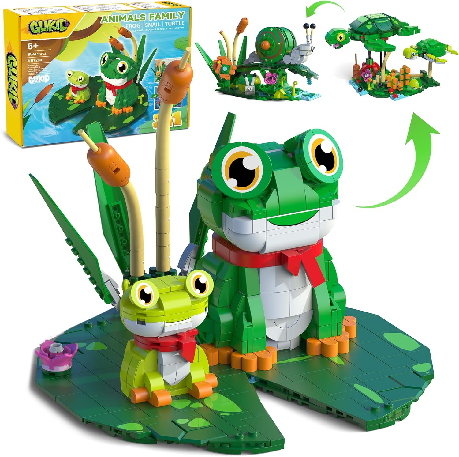 3 in 1 Animals Frog Family Building Set for Creative Play