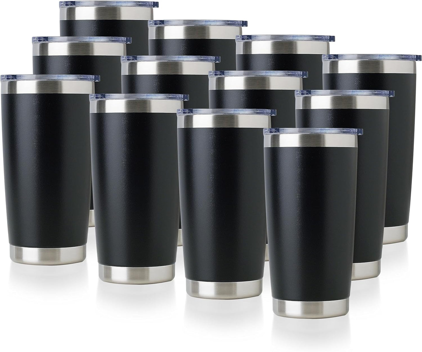 20oz Stainless Steel Tumbler Bulk with Lid - 12 Pack Travel Mugs
