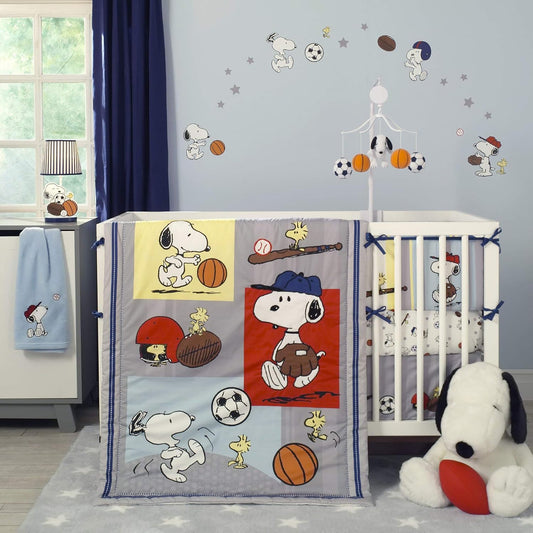 Bedtime Originals 3 Piece Snoopy Sports Bedding Set for Cribs