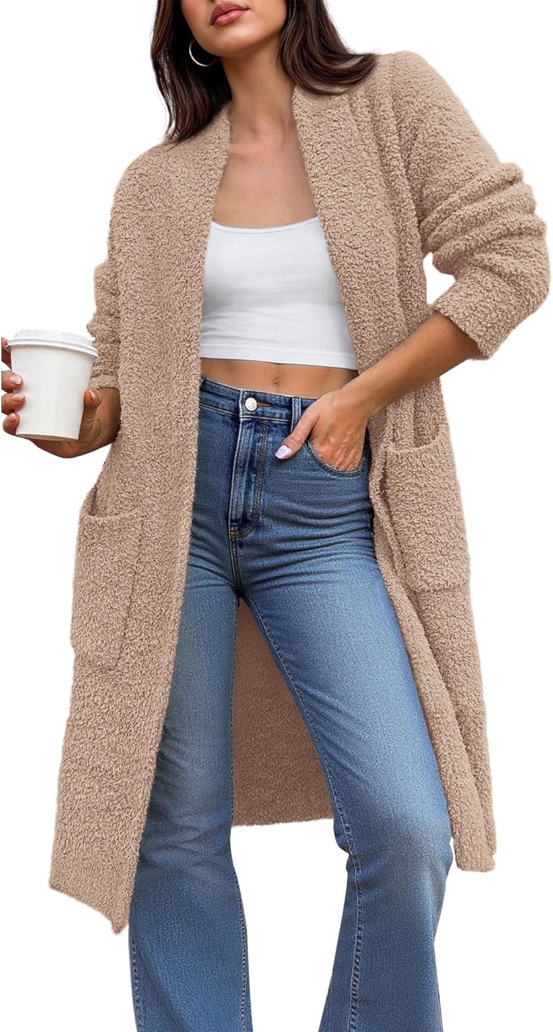 BTFBM Long Cardigans for Women - Cozy Oversized Knit Outwear