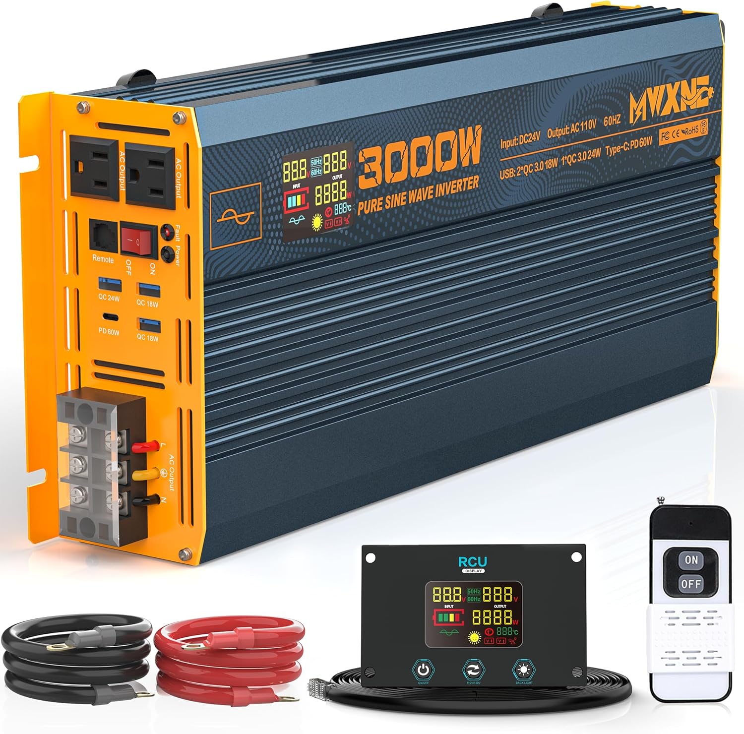3000W Pure Sine Wave Power Inverter for Vehicles and Home