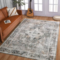 Boho Washable Rug 4x6 Charcoal Gray - Soft Distressed Area Rug